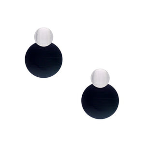 Dual Tone Disc Earrings - Black