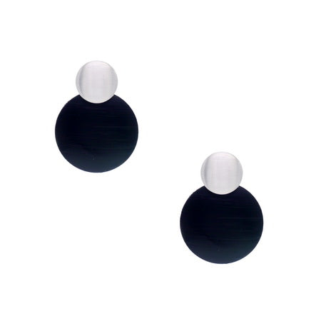 Dual Tone Disc Earrings - Black