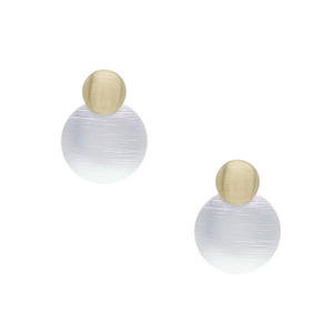 Dual Tone Disc Earrings - Silver
