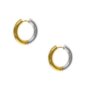 Dual Tone Sleep Hoop Earrings - Gold