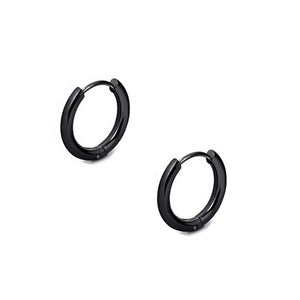 Round Hoop Sleeper Earrings - Black