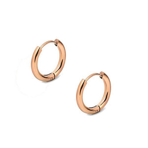 Round Hoop Sleeper Earrings - Rose Gold