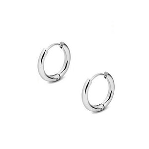 Round Hoop Sleeper Earrings - Silver
