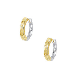 Dual Tone Filigree Hoop Earrings - Gold