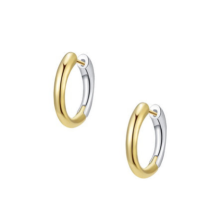 Dual Tone Section Hoop Earrings - Gold