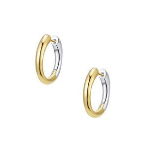 Dual Tone Section Hoop Earrings - Gold