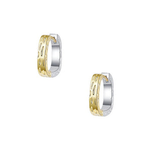 Etched Dual Tone Hoop Earrings - Gold