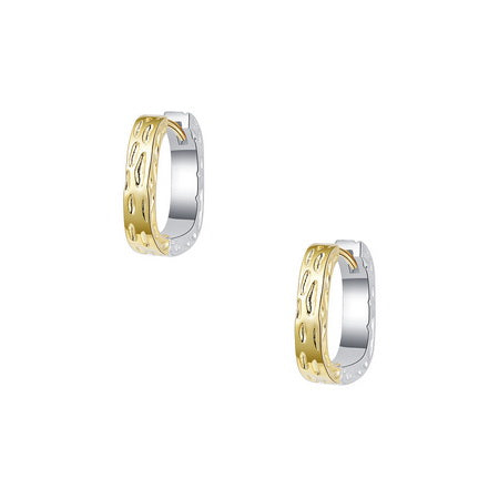 Etched Dual Tone Hoop Earrings - Gold