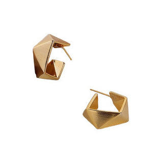 Geo Hoop Earrings - Gold