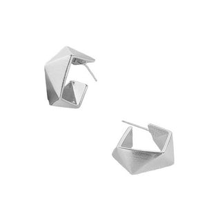 Geo Hoop Earrings - Silver