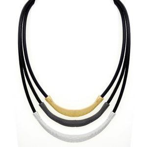 Layered Trio Tone Cord Necklace