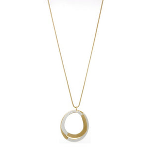 Dual Tone Ring Drop Necklace - Gold