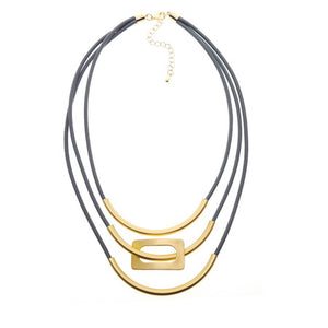 Cutout Rect Layered Necklace - Gold