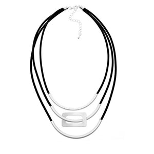 Cutout Rect Layered Necklace - Silver