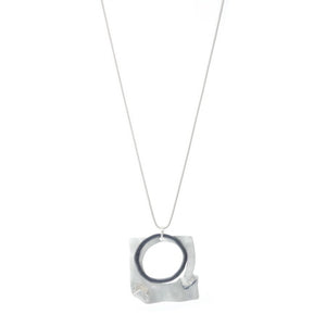 Cutout Square Ring Necklace - Black