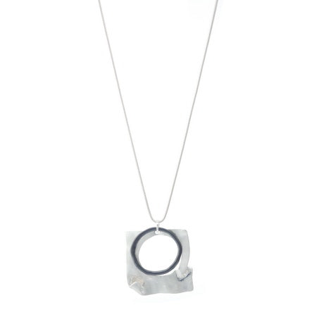 Cutout Square Ring Necklace - Black