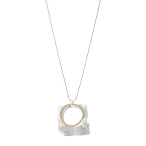 Cutout Square Ring Necklace - Gold