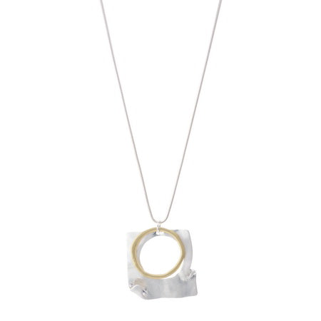 Cutout Square Ring Necklace - Gold