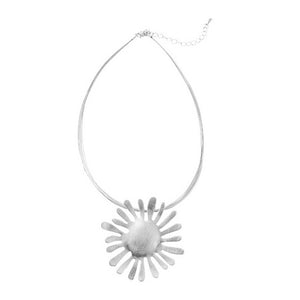Cutout Sun Choker Necklace - Silver