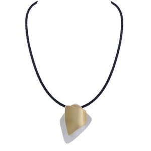 Tone Curved Metal Necklace - Gold