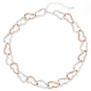Two Tone Curved Ring Link Nklace